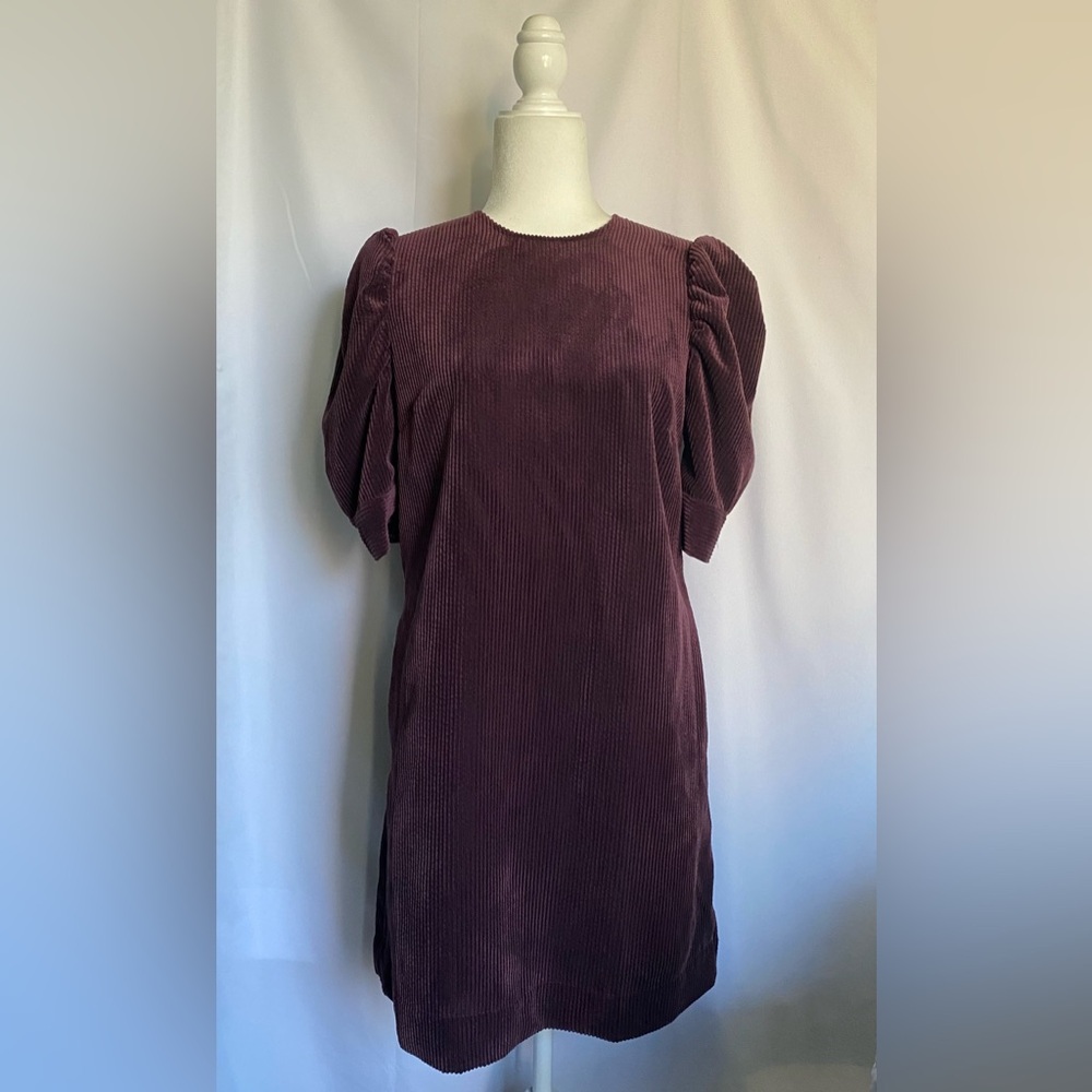 Who What Wear corduroy mini dress puff short sleeves size XS wine tasting